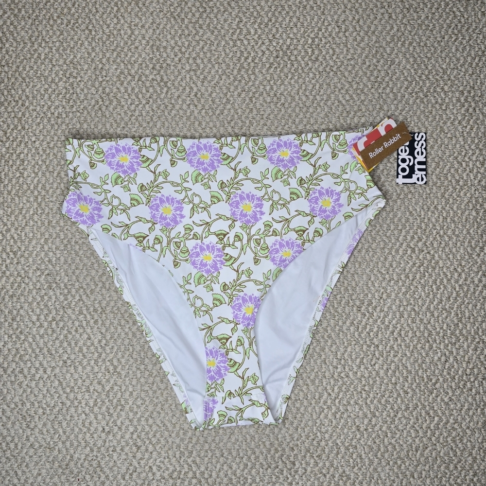 Roller Rabbit Daphne Purple Floral Bikini Bottoms XL NWT